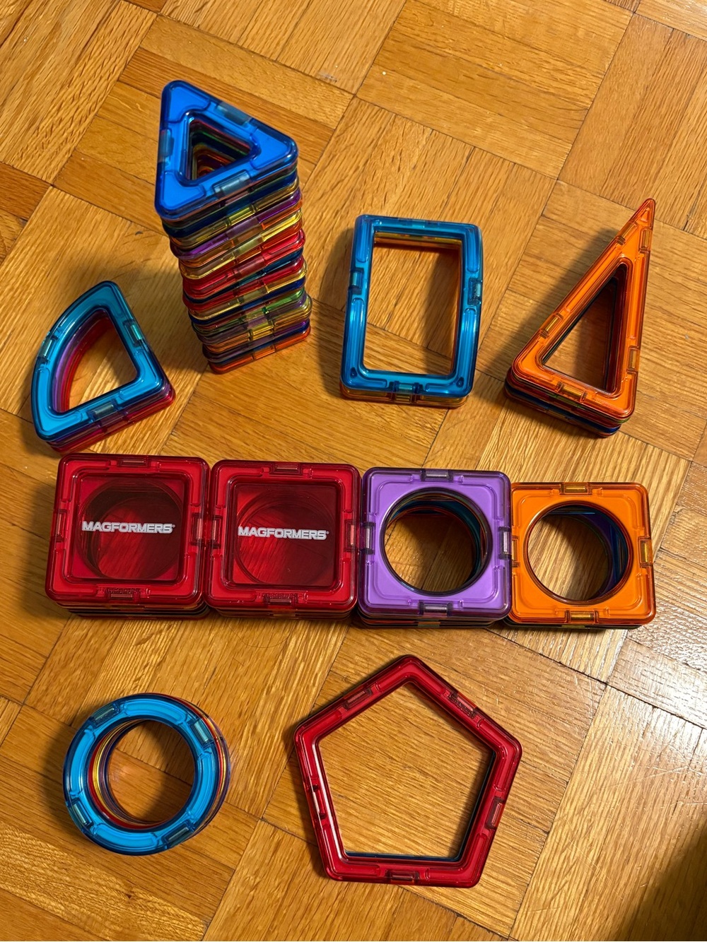 Magformers Magnetic Building Tiles Lot – Approx. 68 Pieces – Genuine